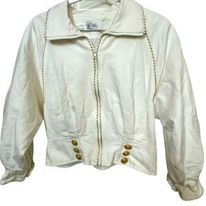 Vintage Bob Mackie White & Gold Cotton High End Women’s 13 Jacket RARE MINTY